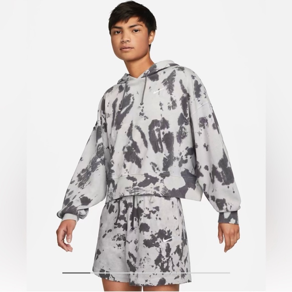 🆕 Nike Sportswear Washed Tie-Dye Jersey Hoodie & Short Set SIZE Medium